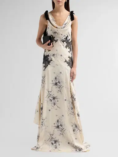 Cinq à Sept Women's Floral Antonella Slip Gown - Gardenia Black | Thumbnail 2