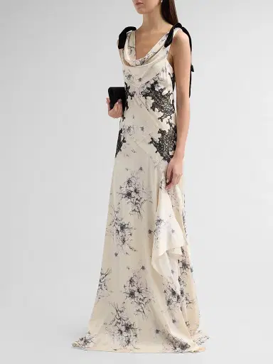 Cinq à Sept Women's Floral Antonella Slip Gown - Gardenia Black | Thumbnail 4