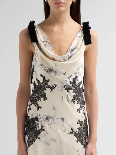 Cinq à Sept Women's Floral Antonella Slip Gown - Gardenia Black | Thumbnail 5