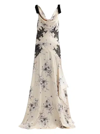 Cinq à Sept Women's Floral Antonella Slip Gown - Gardenia Black | Thumbnail 1