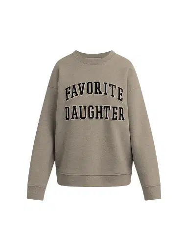 Favorite Daughter Women's The Embroidery Collegiate Sweatshirt - Heather Grey Navy | Thumbnail 1