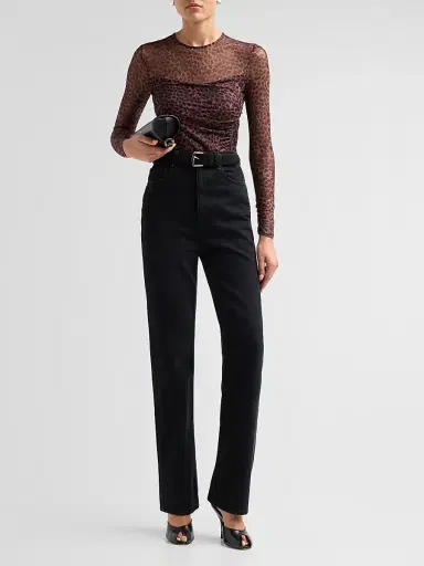 Generation Love Women's Vivi Leopard-Print Mesh Top - Muted Leo | Thumbnail 2