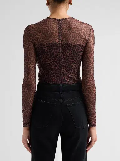 Generation Love Women's Vivi Leopard-Print Mesh Top - Muted Leo | Thumbnail 3