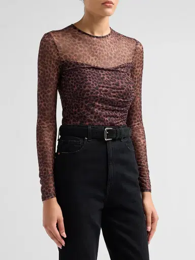 Generation Love Women's Vivi Leopard-Print Mesh Top - Muted Leo | Thumbnail 4