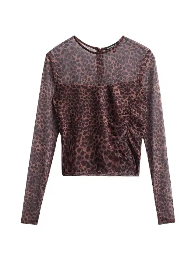 Generation Love Women's Vivi Leopard-Print Mesh Top - Muted Leo