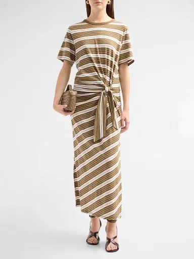 rag & bone Women's The Slub Striped T-Shirt Midi-Dress - Brown Multi | Thumbnail 2