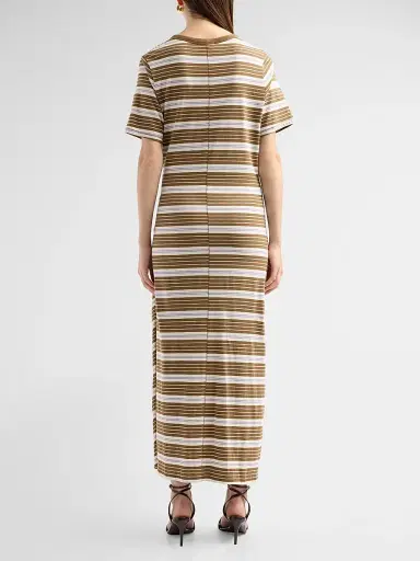 rag & bone Women's The Slub Striped T-Shirt Midi-Dress - Brown Multi | Thumbnail 3