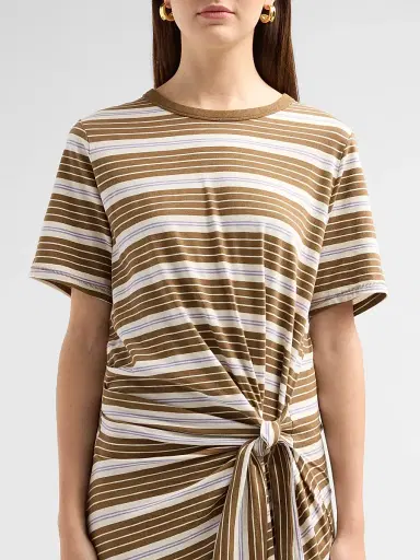 rag & bone Women's The Slub Striped T-Shirt Midi-Dress - Brown Multi | Thumbnail 5