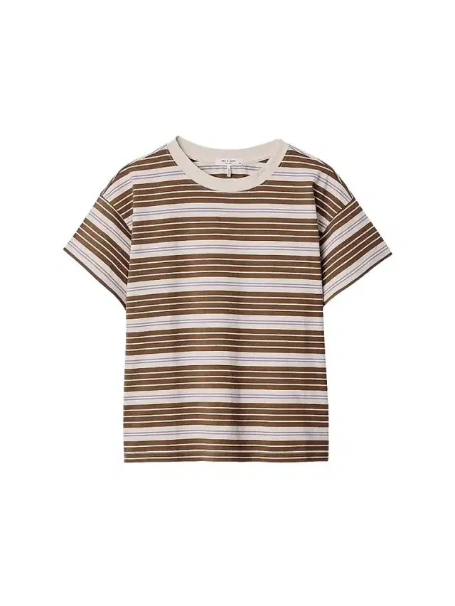 rag & bone Women's Kelly Striped Cotton Boxy T-Shirt - Brown Multi
