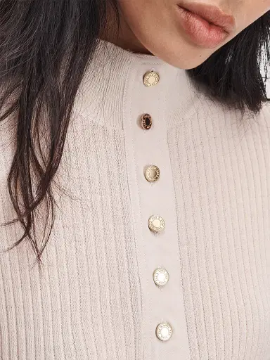 rag & bone Women's Lucy Rib-Knit Wool Henley - | Thumbnail 5