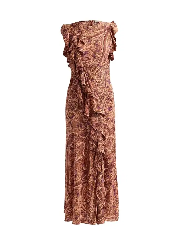 Ulla Johnson Women's Ameline Ruffled Paisley Silk Midi Dress - Rosette