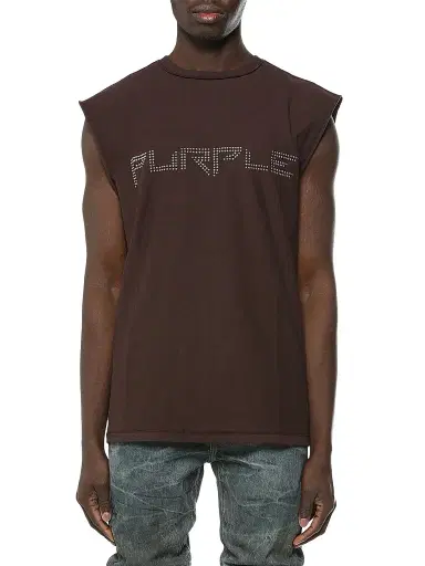 Purple Brand Men's Logo Cotton Jersey Tank - Brown | Thumbnail 1
