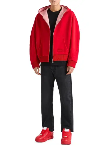 Givenchy Men's Couture Seam Zipped Hoodie in Scuba - Red Pink | Thumbnail 2