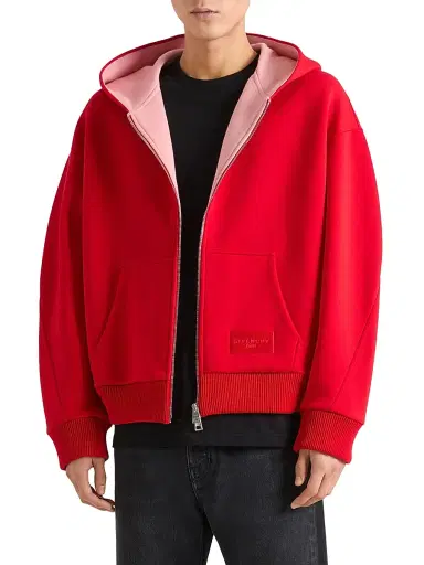 Givenchy Men's Couture Seam Zipped Hoodie in Scuba - Red Pink | Thumbnail 4