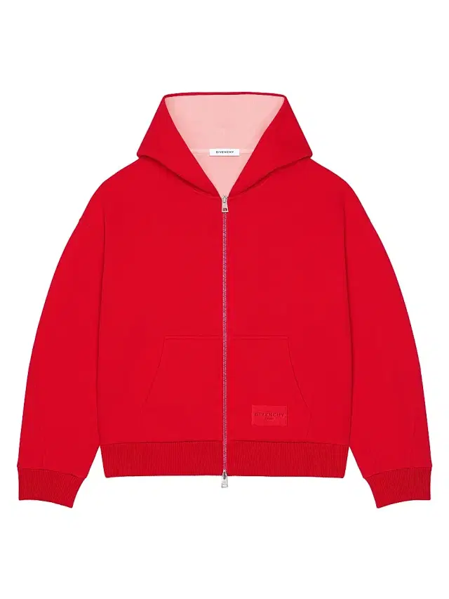 Givenchy Men's Couture Seam Zipped Hoodie in Scuba - Red Pink