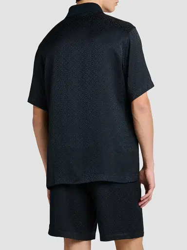 Casablanca Men's Logo Print Knit Collar Polo Shirt - Dark Navy | Thumbnail 3