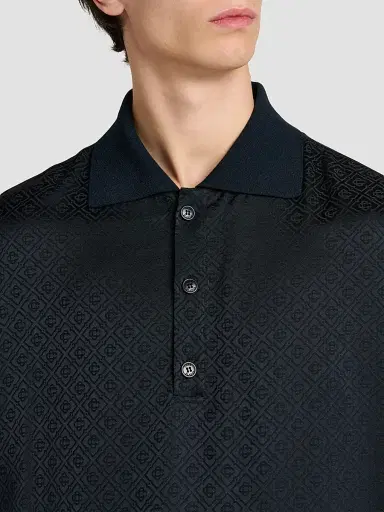 Casablanca Men's Logo Print Knit Collar Polo Shirt - Dark Navy | Thumbnail 5