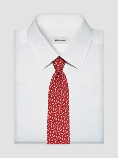 Ferragamo Men's Charlie-Print Silk Tie | Thumbnail 2