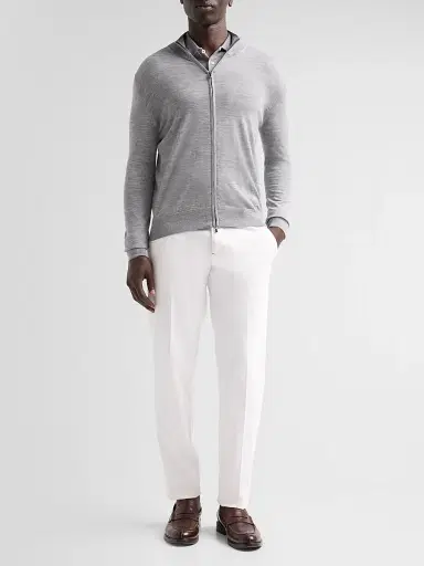 Isaia Men's Filo Corallo Wool Zip-Up Sweater | Thumbnail 2