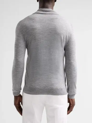 Isaia Men's Filo Corallo Wool Zip-Up Sweater | Thumbnail 3