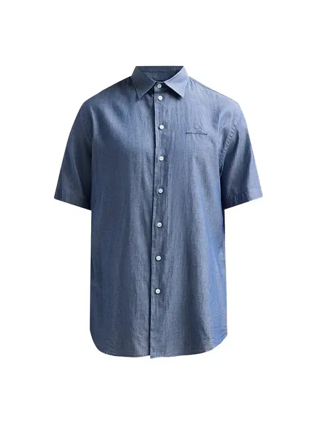 Emporio Armani Men's Solid Chambray Short-Sleeve Sport Shirt - Solid Medium Blue - Size XXL