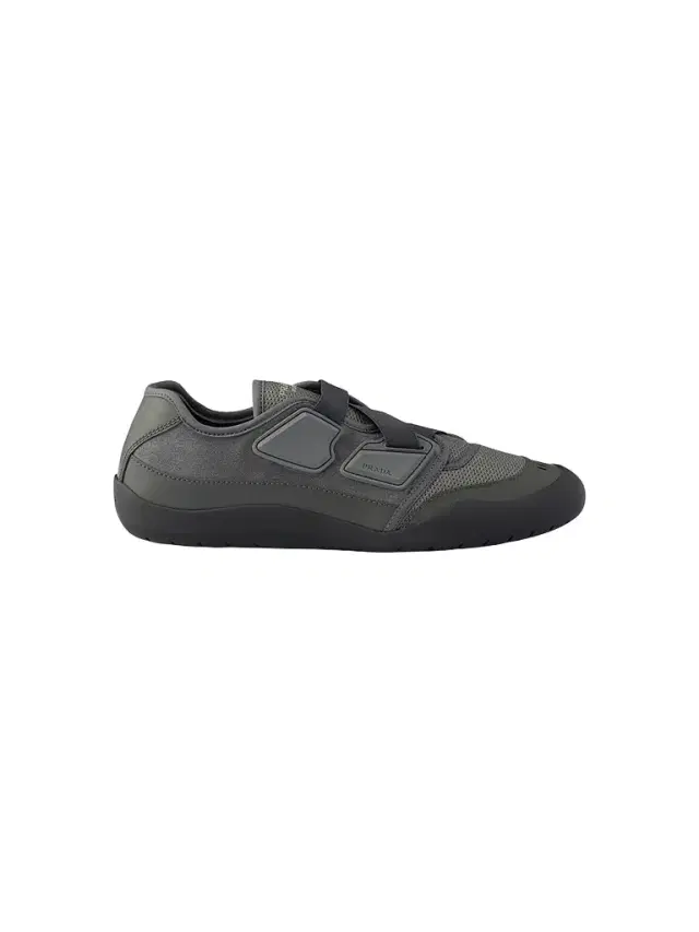 Prada Men's Speedrock Leather and Mesh Fabric Sneakers - Dark Grey
