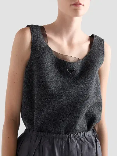 Prada Women's Shetland Wool Top - Grey - Size 6 | Thumbnail 6 Prada Women's Shetland Wool Top - Grey - Size 6 | Thumbnail 6