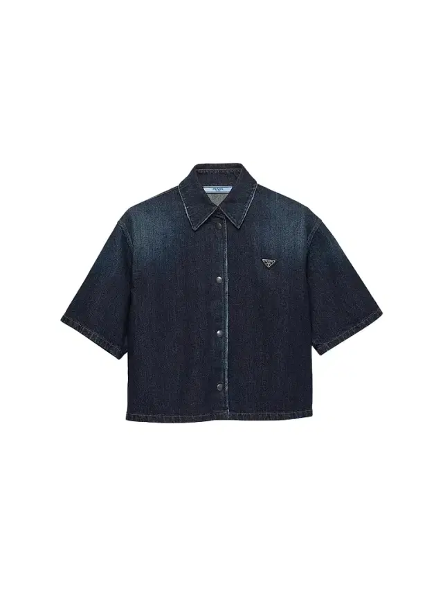 Prada Women's Short-Sleeved Denim Shirt - Blue - Size 2