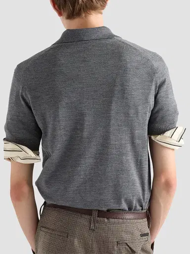 Prada Men's Superfine Wool Polo Shirt | Thumbnail 3 Prada Men's Superfine Wool Polo Shirt | Thumbnail 3