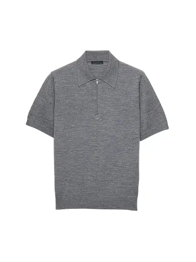 Prada Men's Superfine Wool Polo Shirt | Thumbnail 1 Prada Men's Superfine Wool Polo Shirt | Thumbnail 1
