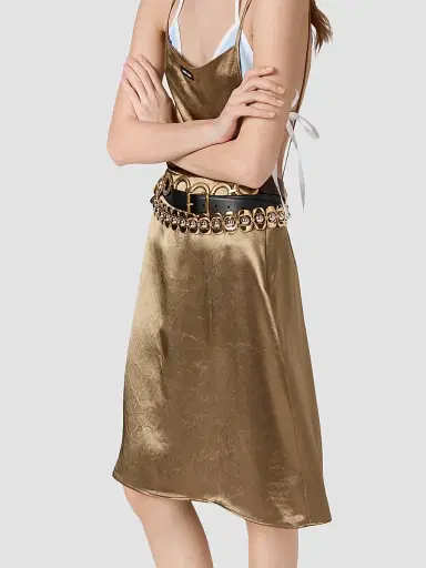 Miu Miu Women's Satin Dress - Brown - Size 4 | Thumbnail 6