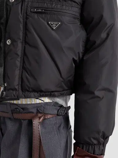 Prada Women's Lightweight Nylon Cropped Down Jacket - Black - Size 8 | Thumbnail 4 Prada Women's Lightweight Nylon Cropped Down Jacket - Black - Size 8 | Thumbnail 4