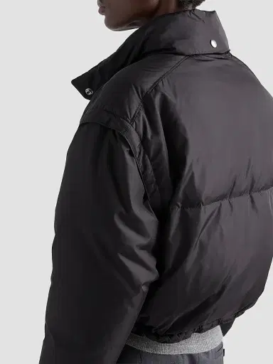 Prada Women's Lightweight Nylon Cropped Down Jacket - Black - Size 8 | Thumbnail 5 Prada Women's Lightweight Nylon Cropped Down Jacket - Black - Size 8 | Thumbnail 5