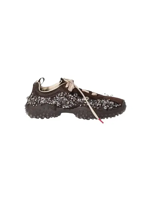 Miu Miu Women's Bubble Embroidered Technical Fabric and Suede Sneakers - Brown