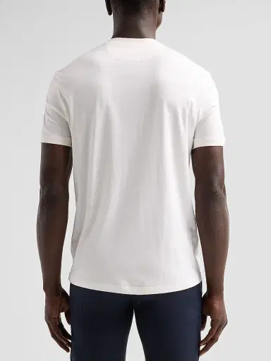 Isaia Men's Pelleovo Silk-Cotton Crewneck T-Shirt - Open White | Thumbnail 3