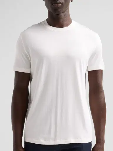 Isaia Men's Pelleovo Silk-Cotton Crewneck T-Shirt - Open White | Thumbnail 5