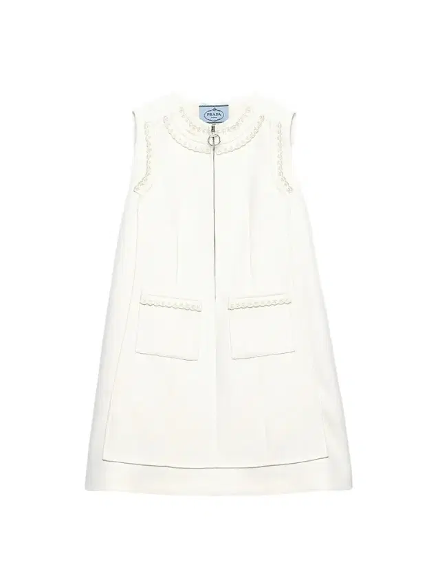 Prada Women's Embroidered Natté Fabric Mini Dress - White
