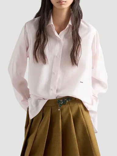 Prada Women's Silk Poplin Shirt - Pink | Thumbnail 2 Prada Women's Silk Poplin Shirt - Pink | Thumbnail 2