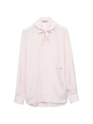 Prada Women's Silk Poplin Shirt - Pink | Thumbnail 1 Prada Women's Silk Poplin Shirt - Pink | Thumbnail 1