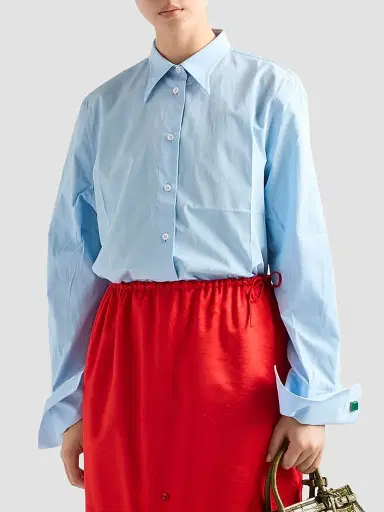 Prada Women's Poplin Shirt - Blue | Thumbnail 2
