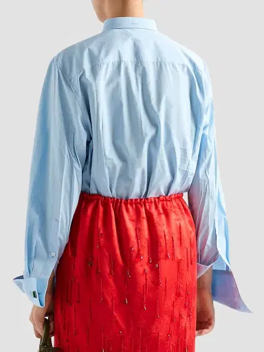 Prada Women's Poplin Shirt - Blue | Thumbnail 3