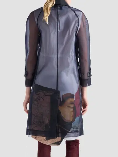Prada Women's Single-Breasted Crinoline Coat - Blue | Thumbnail 3