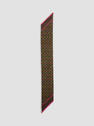 Prada Women's Printed Silk Twill Skinny Scarf - Brown | Thumbnail 2 Prada Women's Printed Silk Twill Skinny Scarf - Brown | Thumbnail 2