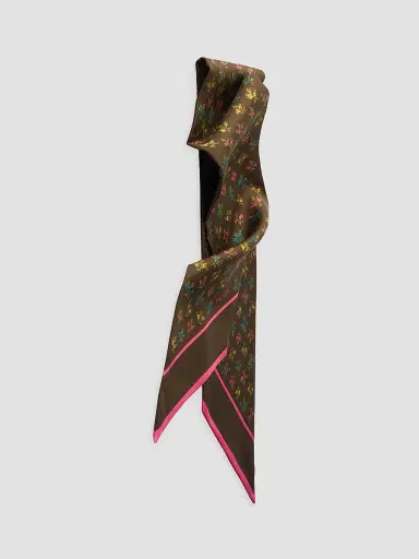 Prada Women's Printed Silk Twill Skinny Scarf - Brown | Thumbnail 3 Prada Women's Printed Silk Twill Skinny Scarf - Brown | Thumbnail 3