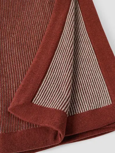 Brunello Cucinelli Cashmere English Rib Knit Throw with Contrast Borders | Thumbnail 3 Brunello Cucinelli Cashmere English Rib Knit Throw with Contrast Borders | Thumbnail 3