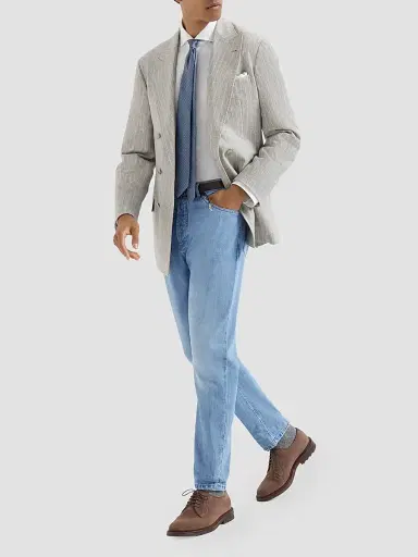 Brunello Cucinelli Men's Lightweight Denim Five-Pocket Jeans | Thumbnail 2