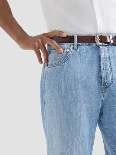 Brunello Cucinelli Men's Lightweight Denim Five-Pocket Jeans | Thumbnail 6