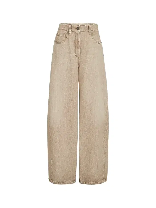 Brunello Cucinelli Women's Authentic Denim Wide Jeans with Monili - Sand