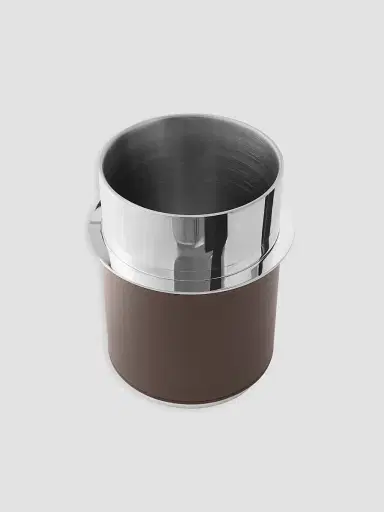 Brunello Cucinelli Silver Plated Steel and Leather Glacette - Cigar | Thumbnail 2 Brunello Cucinelli Silver Plated Steel and Leather Glacette - Cigar | Thumbnail 2