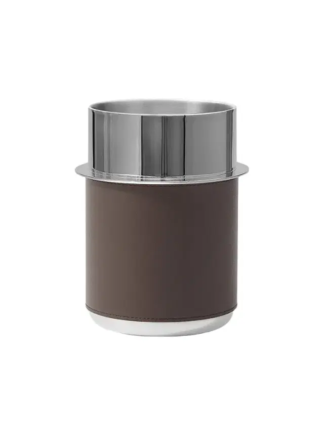 Brunello Cucinelli Silver Plated Steel and Leather Glacette - Cigar